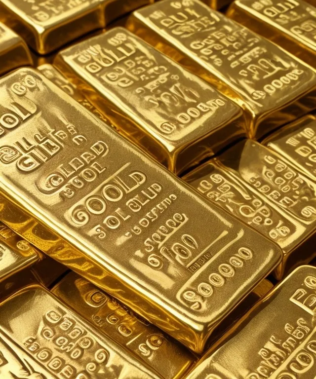 a pile of gold bars stacked on top of each other