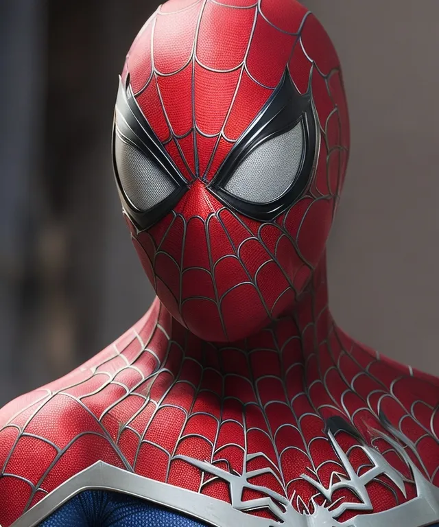 a close up of a spider man in a suit