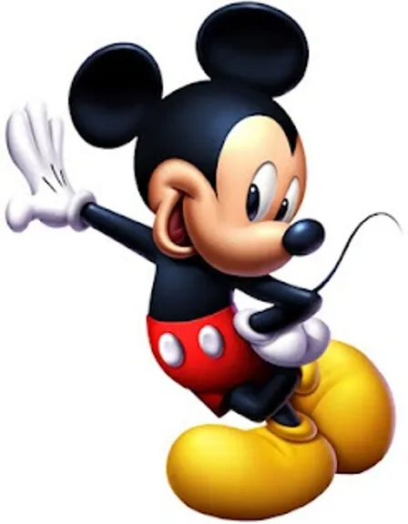 a cartoon mickey mouse is doing a trick
