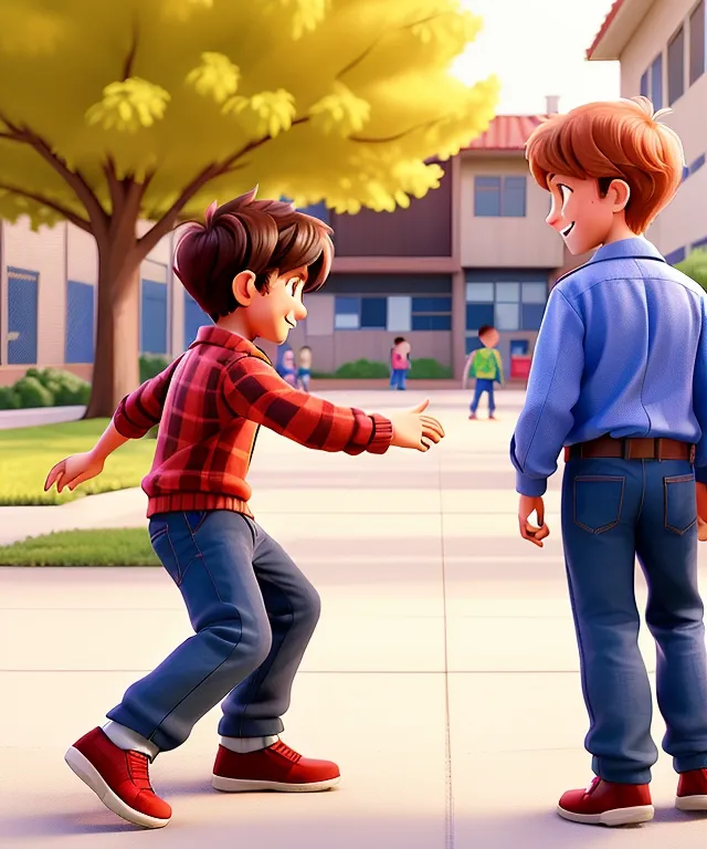 a boy and a girl are playing with each other