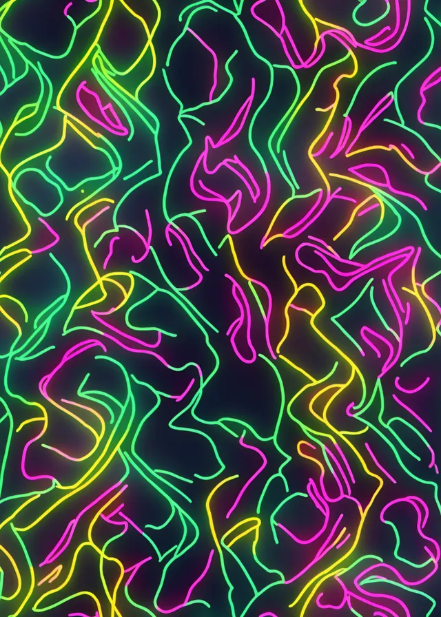 a colorful pattern of lines on a black background