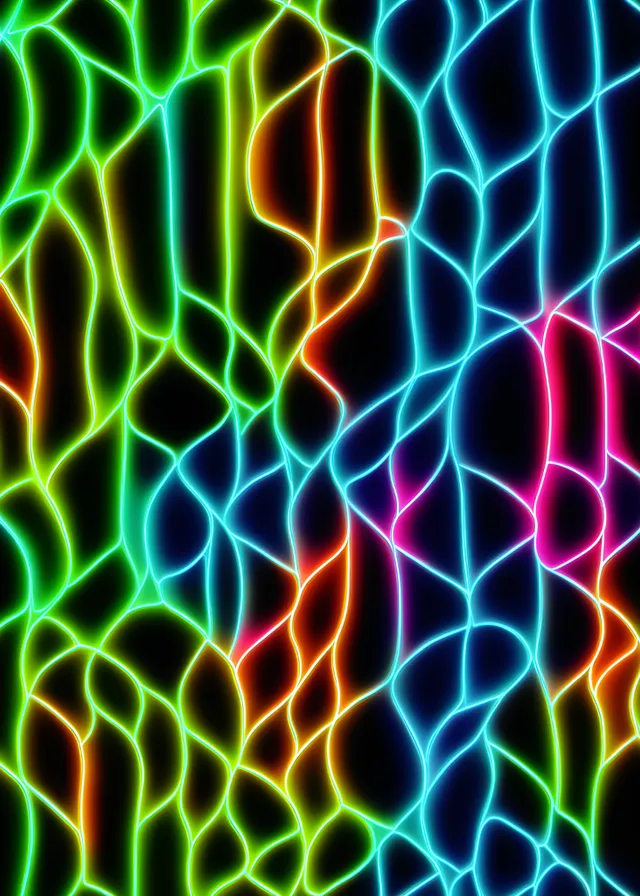a very colorful pattern with a black background