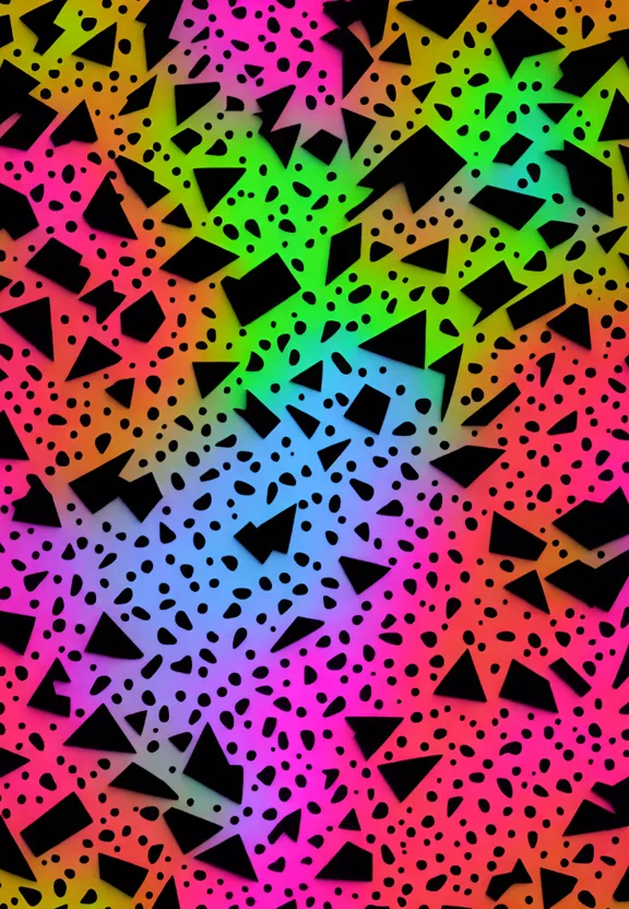 a multicolored pattern of stars on a black background