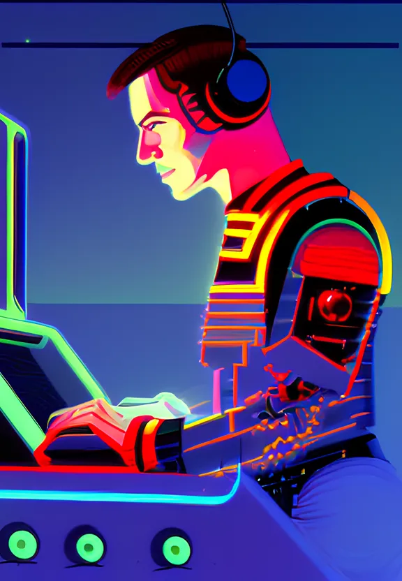 a man wearing headphones using a laptop computer
