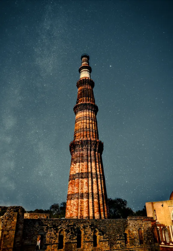 a very tall tower with a clock on it's side