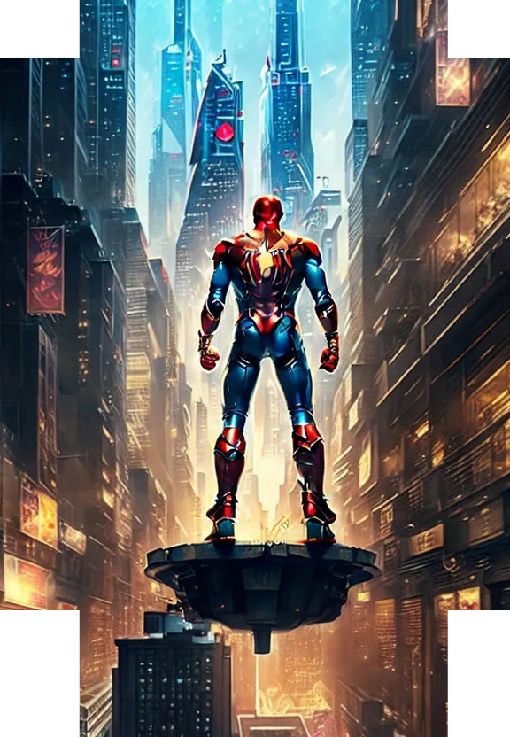 a man standing on top of a building in a city
