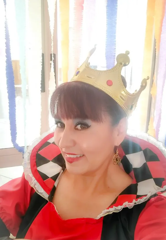 a woman with a crown on her head