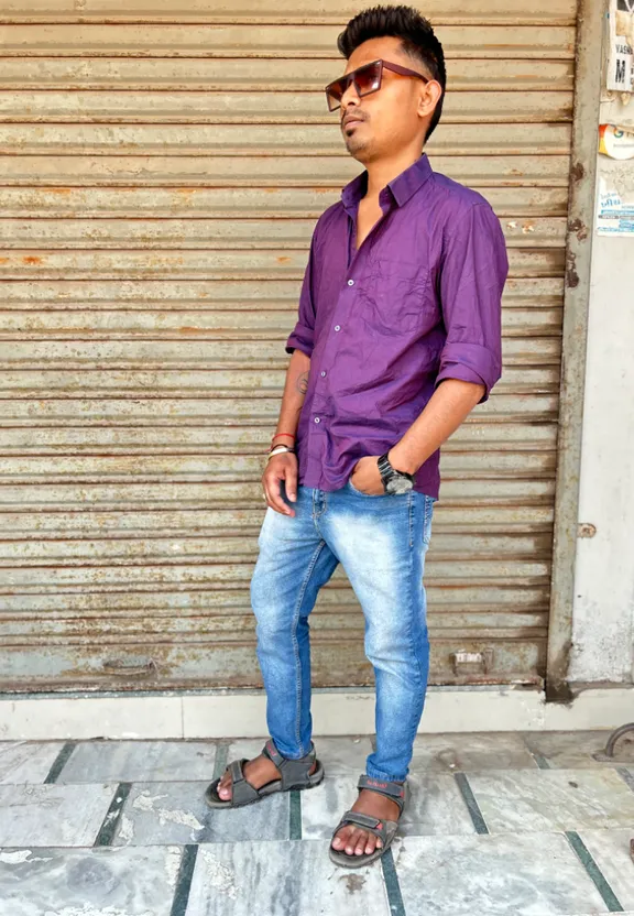 a man standing in front of a garage door