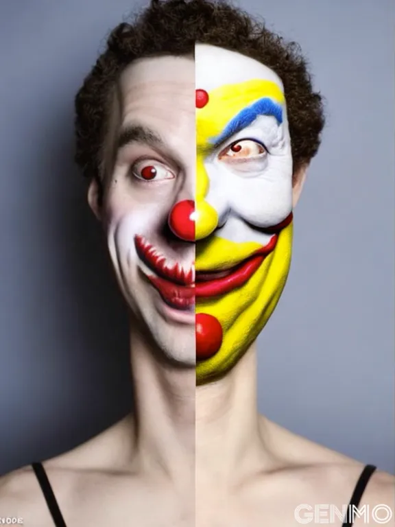 a man with a clown mask on his face