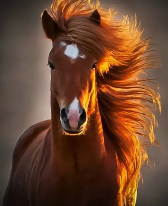 a brown horse with a white spot on it's face