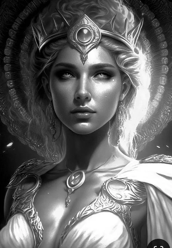 a woman in a white dress with a crown on her head