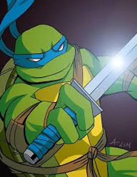 a drawing of a teenage mutant holding a sword