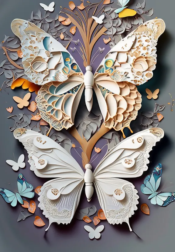 a paper cut out of a tree with butterflies on it