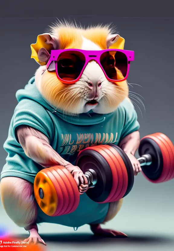 A Hamster in Sunglasses and a Barbell - Hamster House Photography © 2014 by Hamster House. make the hamster beautiful, stylish and fit, like a model