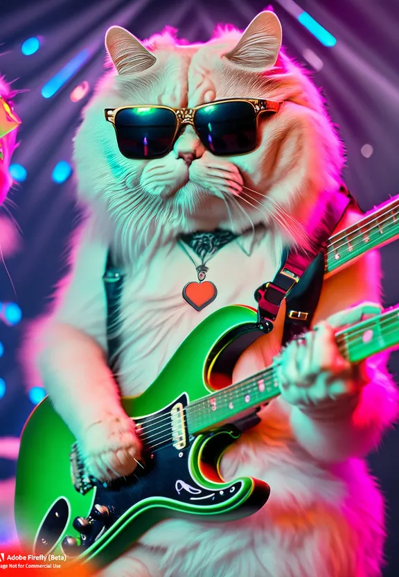 A Hamster wearing sunglasses and holding a guitar in the disco. change to A Hamster with sunglasses and a tattoo playing electric guitar in the disco