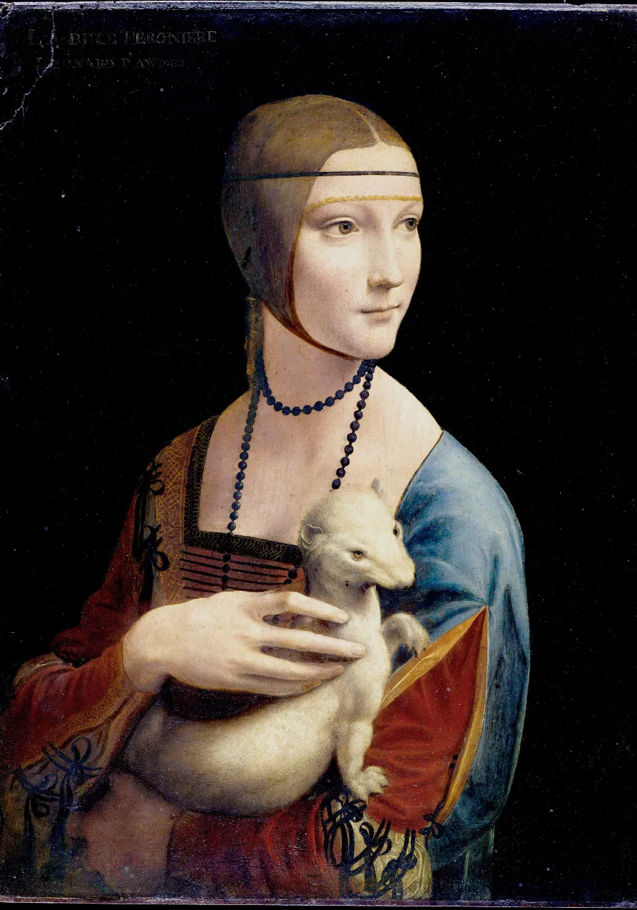 a painting of a woman holding a lamb