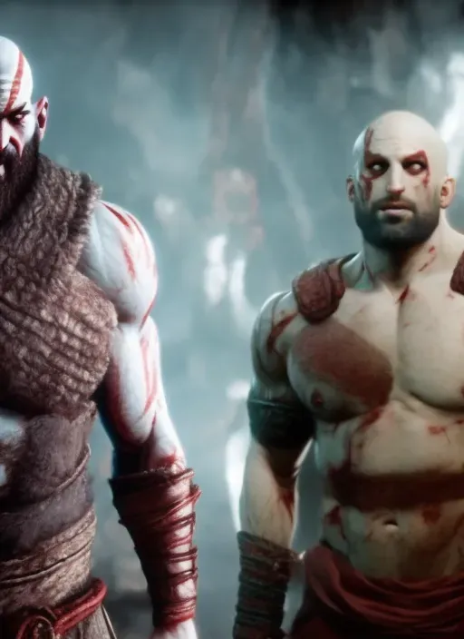 two men standing next to each other in a video game