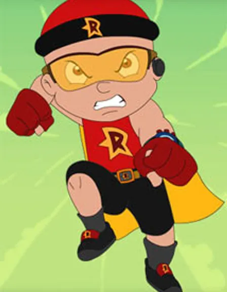 a cartoon character with boxing gloves on