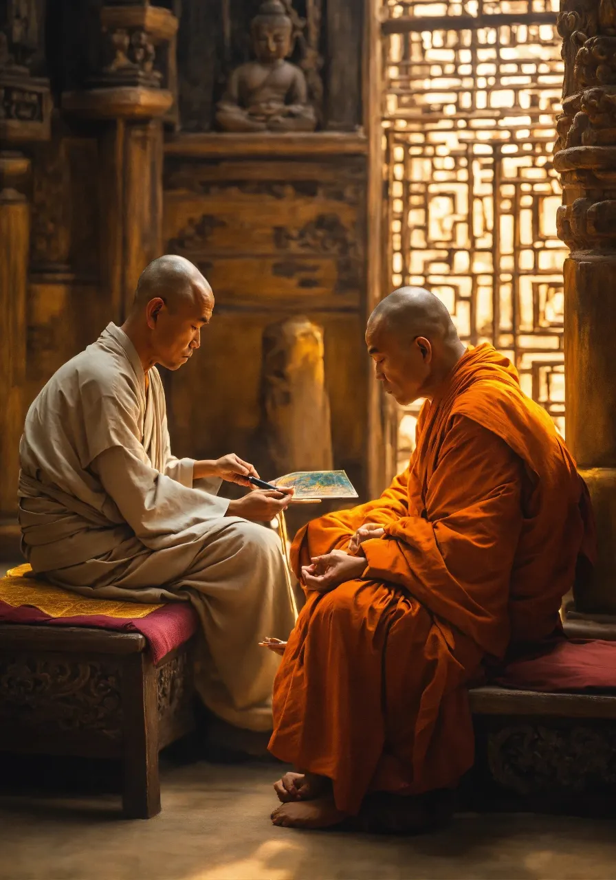 a man sitting next to another man on a bench