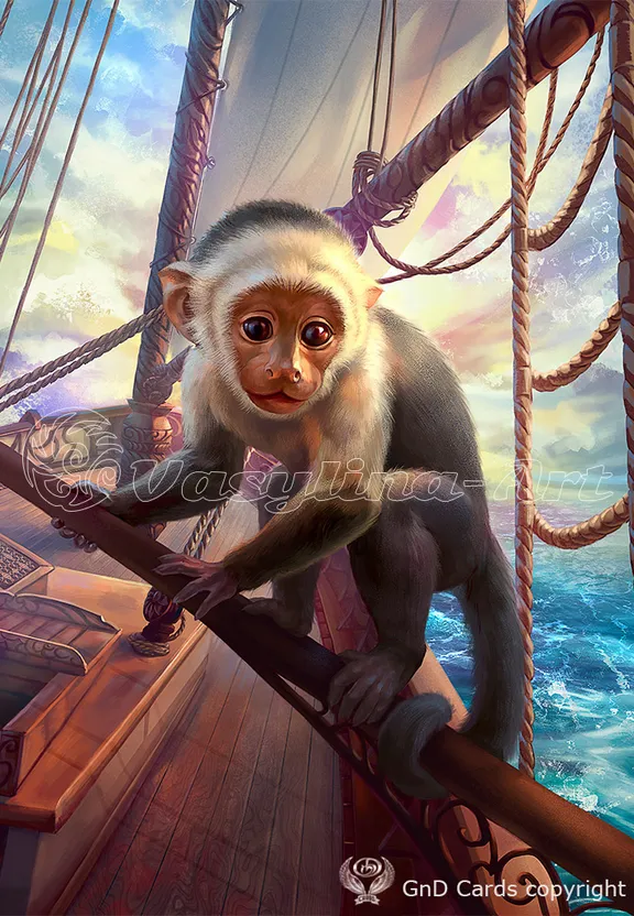 a painting of a monkey on a boat