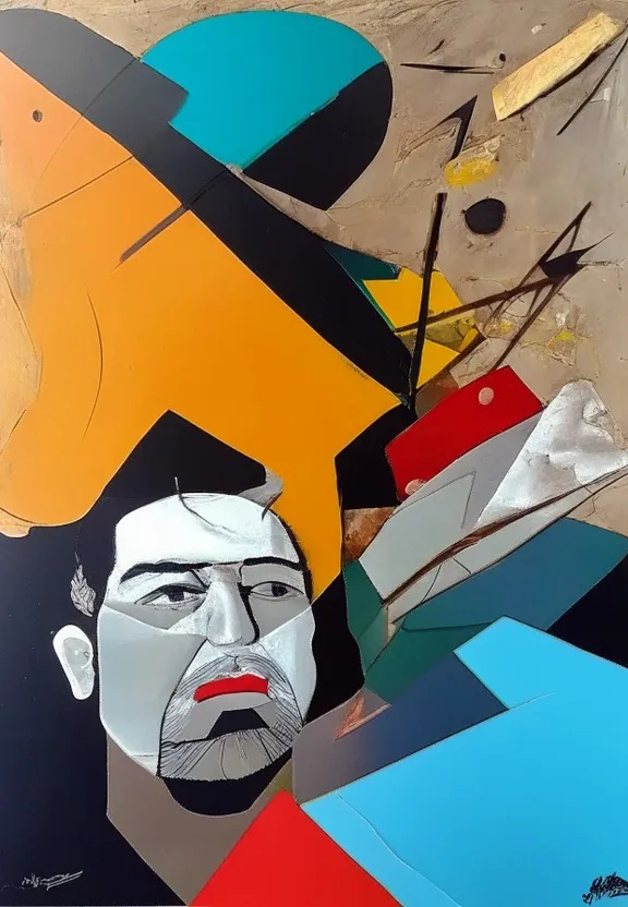 a painting of a man's face on a wall