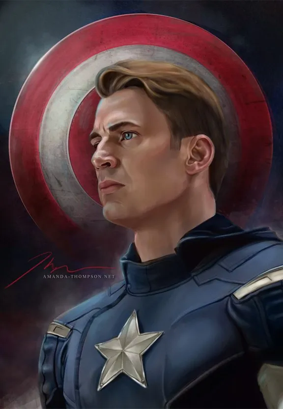 a drawing of captain america with a star on his chest