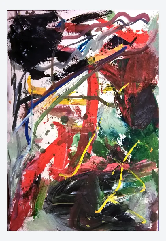 a painting with lots of different colors on it