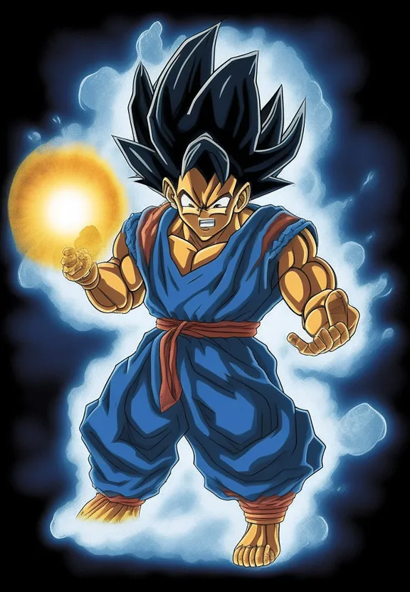 a drawing of a dragon with a glowing ball in his hand
