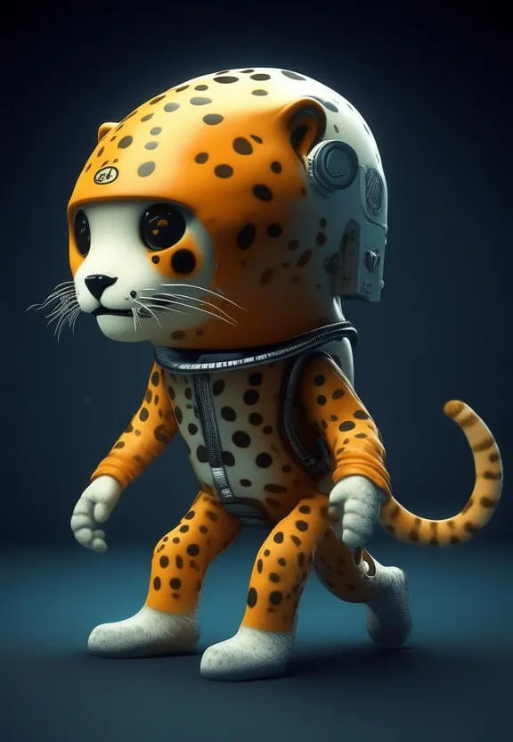a cartoon leopard with a helmet on its head