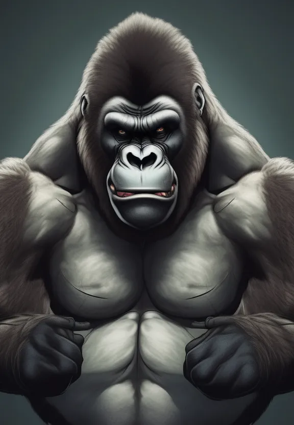 a gorilla with his hands on his hips