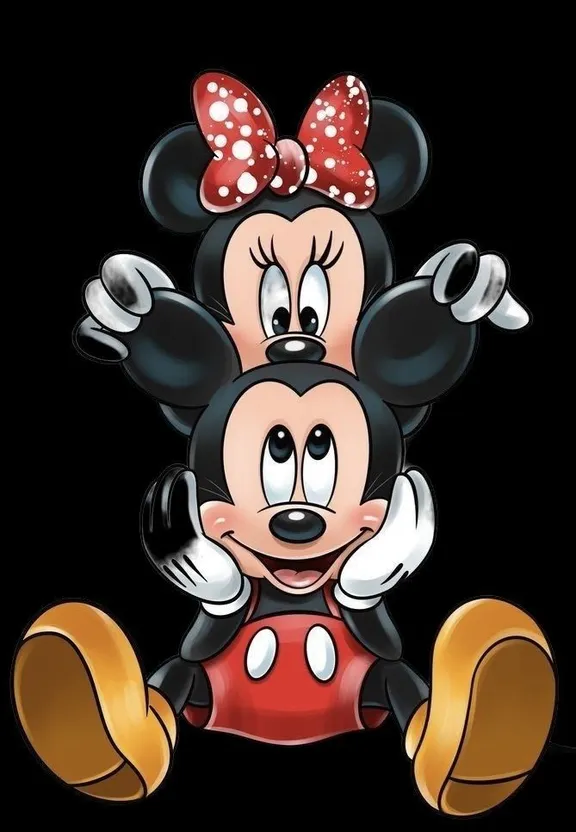 a mickey mouse with a red bow on its head