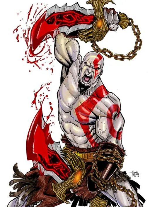 a drawing of a demon on a horse