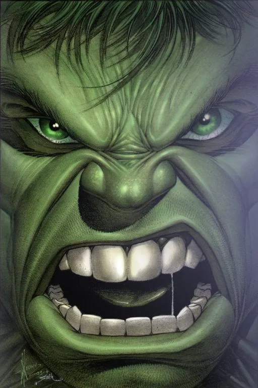 a close up of the face of a hulk