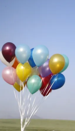 a bunch of balloons floating in the air