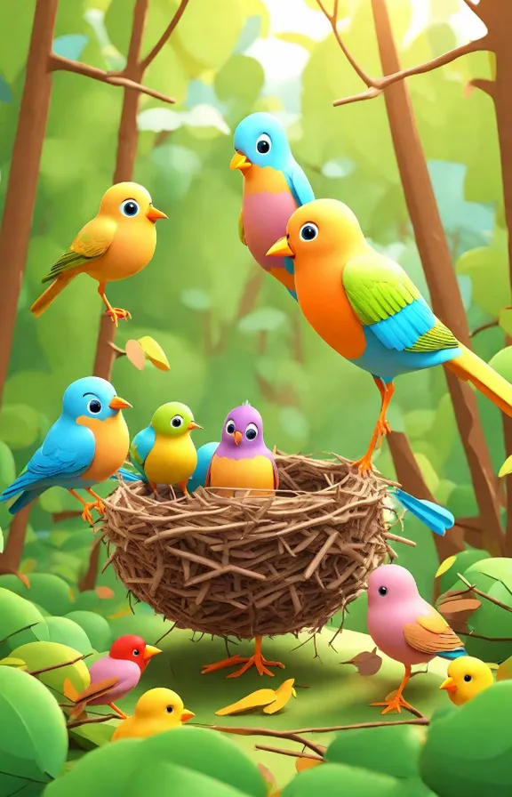 a group of birds sitting on top of a nest