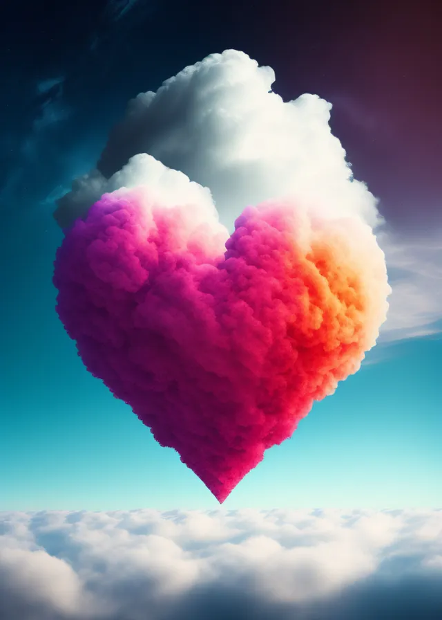 a heart shaped cloud floating in the sky. cumulus, sky, cloud, liquid, event, electric blue, gas, meteorological phenomenon, magenta, sweetness