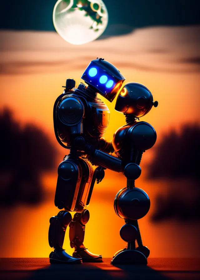a couple of robots standing next to each other