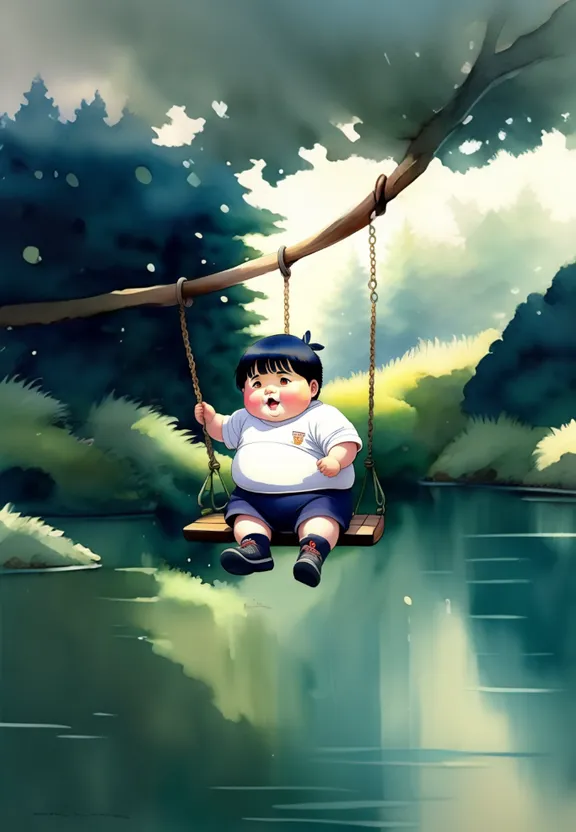 a little boy is sitting on a swing