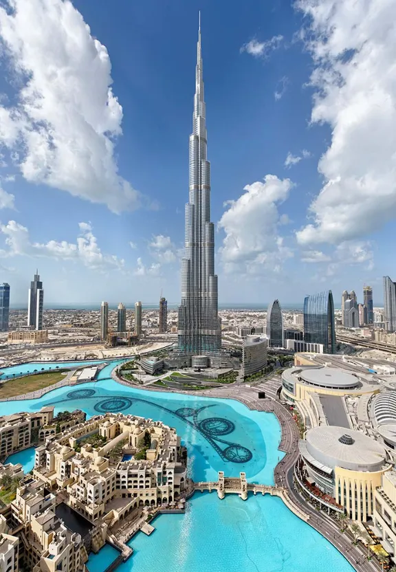 a very tall building towering over a city