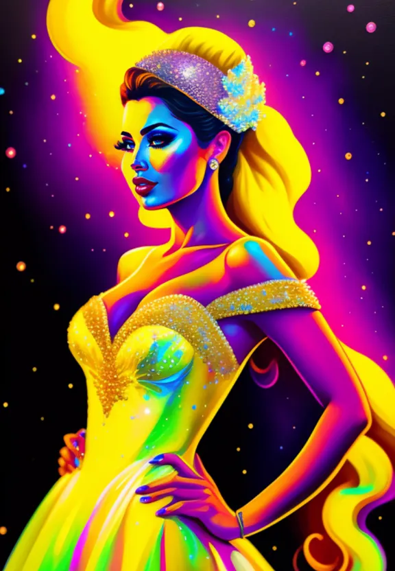 a painting of a woman in a yellow dress