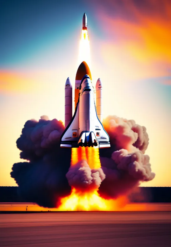a space shuttle taking off into the sky