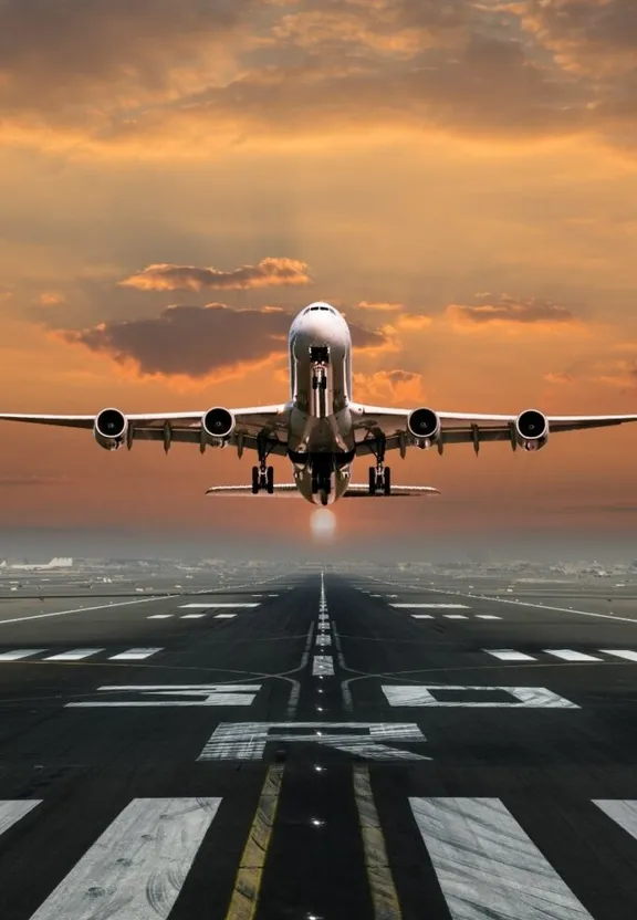 A Huge Jetliner Flying Through a Cloudy Sky with a Blue Sky by Kevin MacLeod. Add a dramatic, bright blue sky.