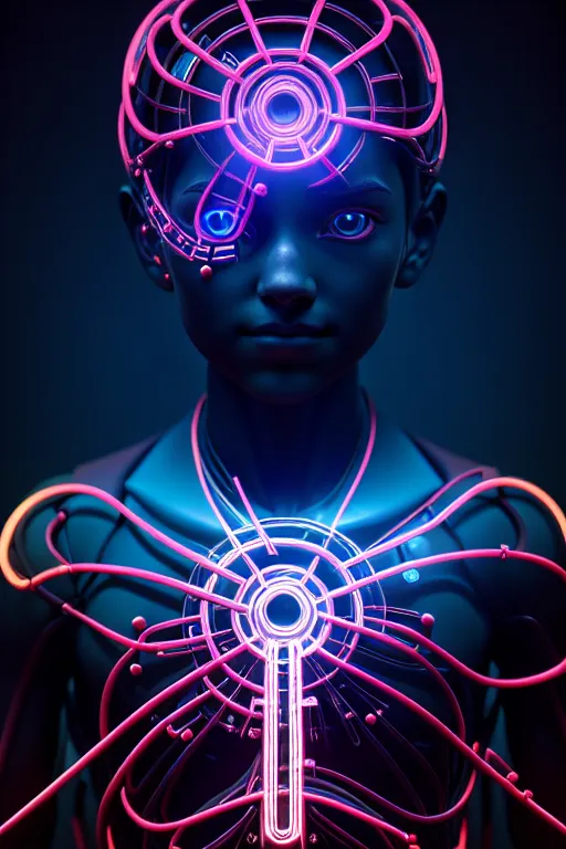 an image of a person with neon lights on his head