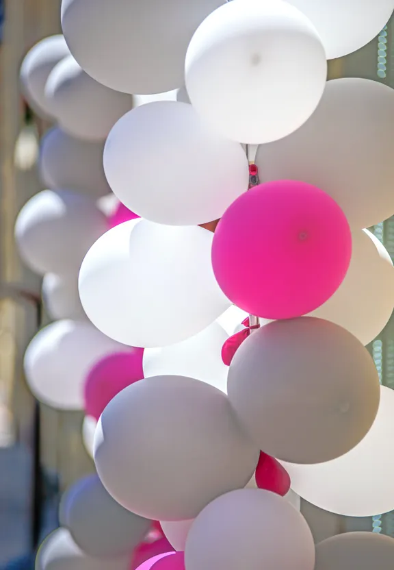 white and pink balloons on a street