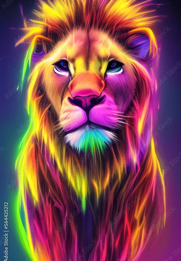 an image of a colorful lion head