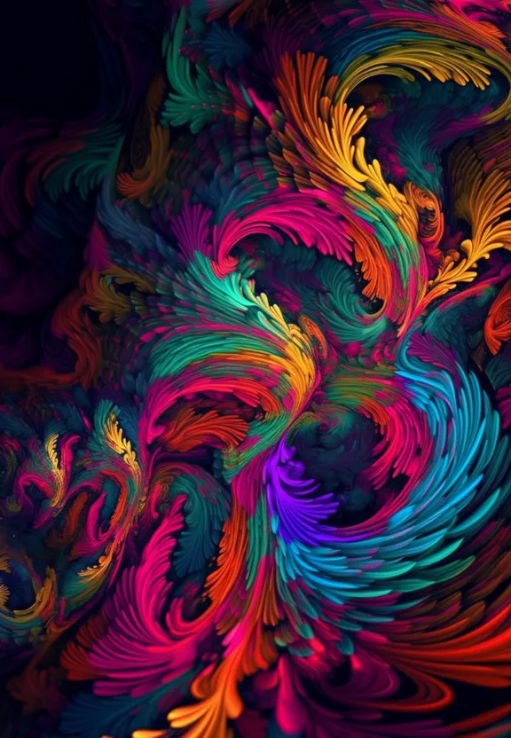 a colorful fractal pattern on a black background