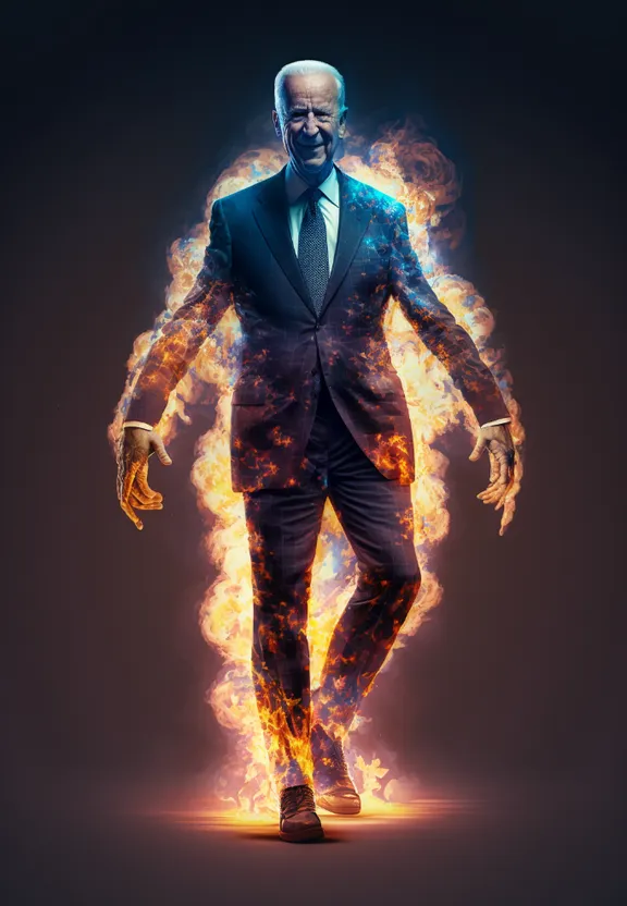 a man in a suit and tie standing in front of a fire