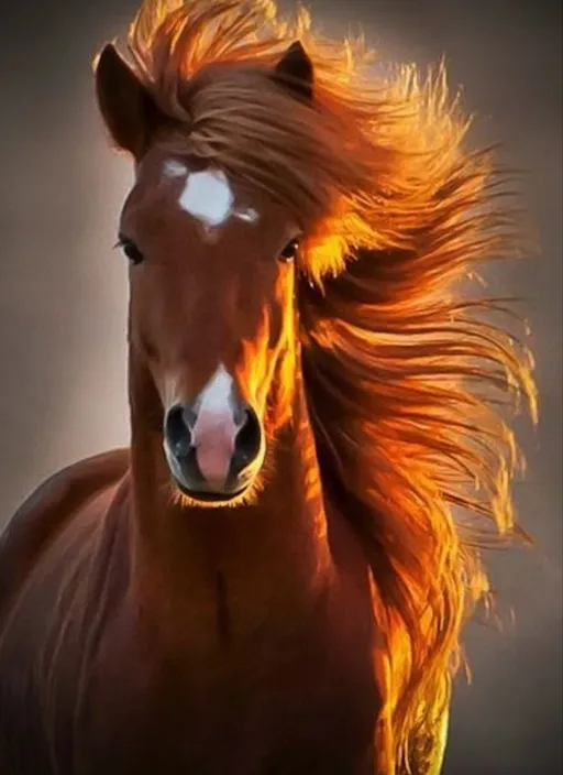 a brown horse with a white spot on it's face