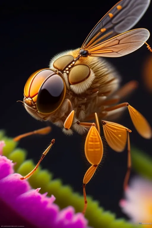 a close up of a fly on a flower