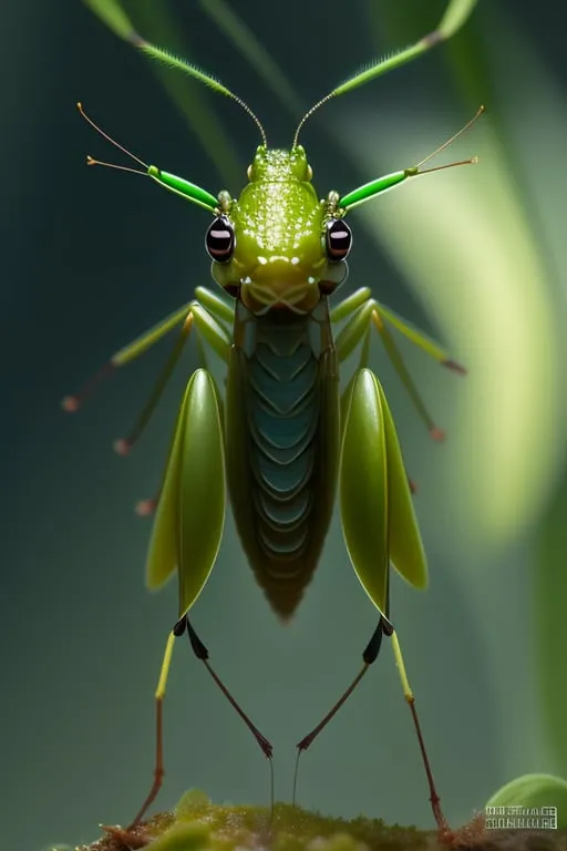 a close up of a green insect on a leaf